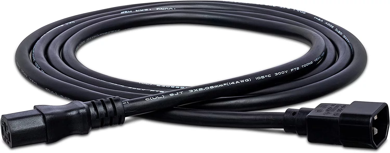 Hosa PWL-408 IEC C14 to IEC C13 Power Extension Cord, 8 Feet