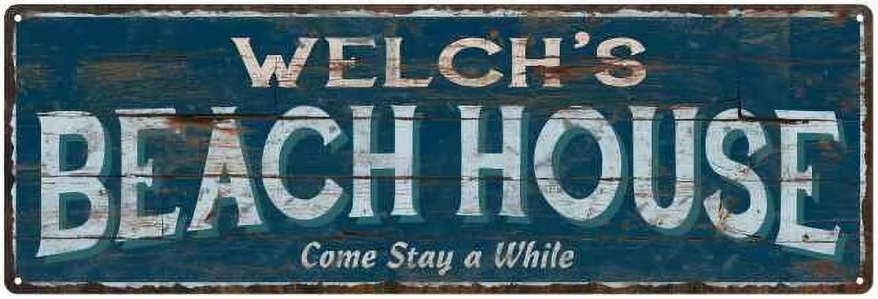 WELCH'S Beach House Blue Rustic Cabin Home Decor 8x24 Metal 108240026259