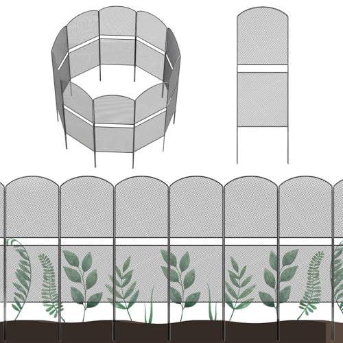 OUSHENG Mesh Decorative Garden Fence Fencing 10 Pack, 38.5in (H) x 10ft (L) Rustproof Metal Wire Panel Border Animal Barrier for Dog, Flower Edging for Yard Landscape Patio Outdoor Decor, Arched