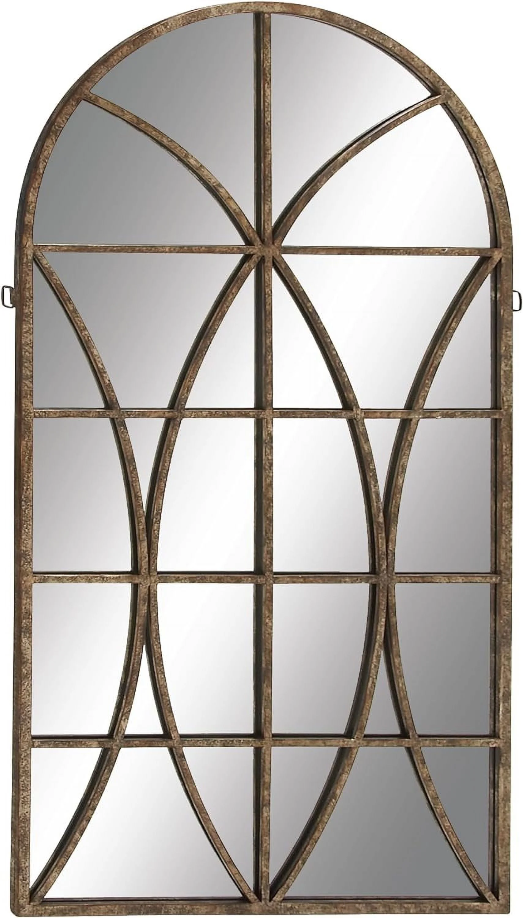 Deco 79 Glass Window Pane Inspired Wall Mirror with Arched Top, 32