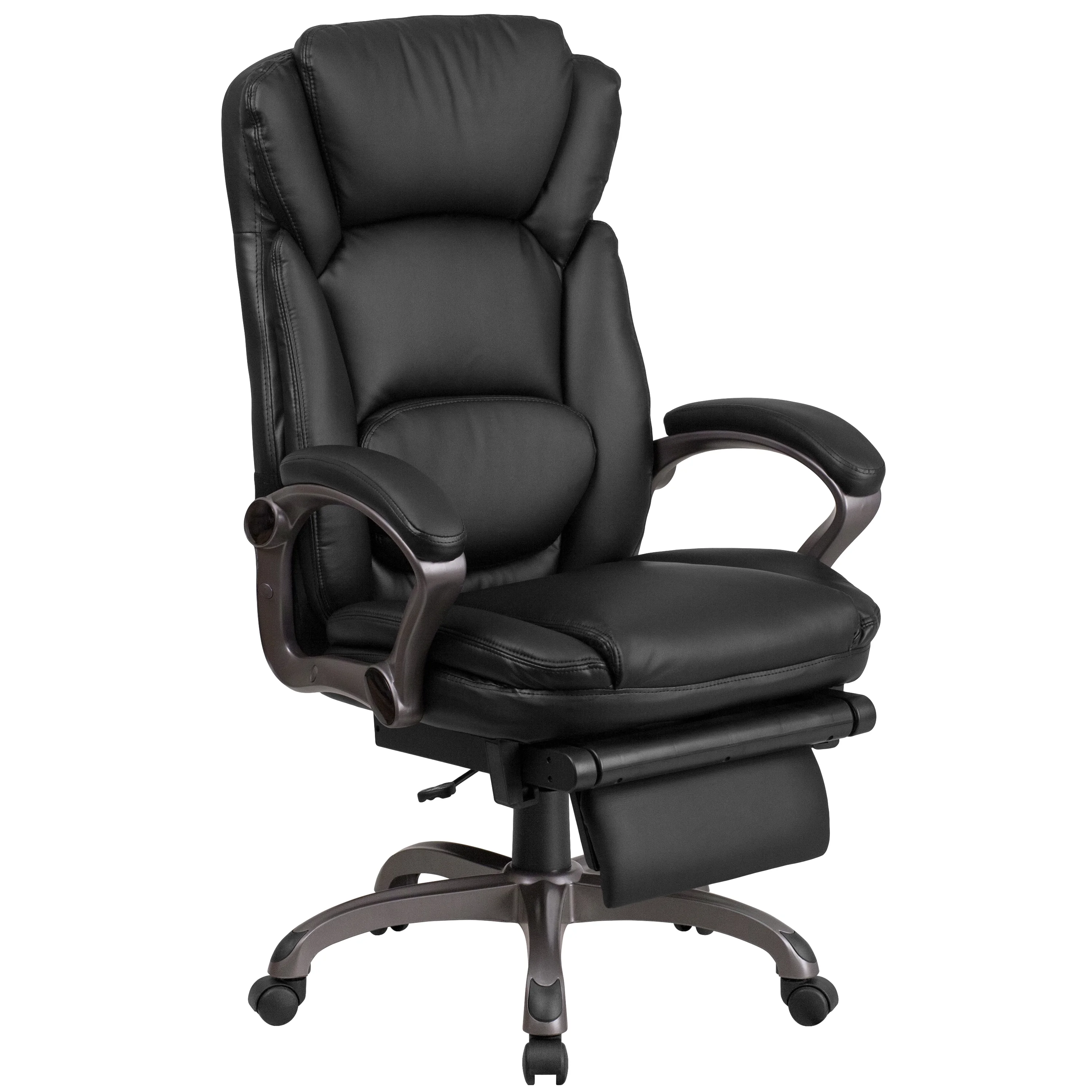 Emma + Oliver High Back Black LeatherSoft Reclining Ergonomic Outer Lumbar Swivel Office Chair