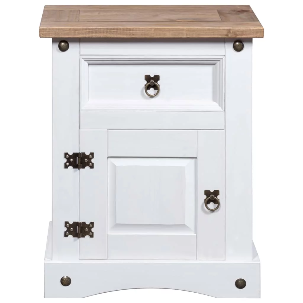 Htovila Bedside Cabinet Mexican Pine Corona White 20.9