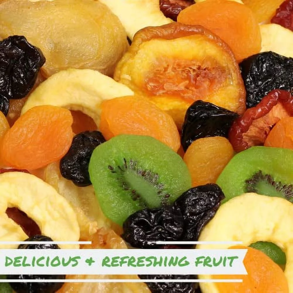 Dried Mixed Fruit With Prunes By , 10 Lbs Bulk | Snack Mix Of Prunes, Apricots, Plums, Rings, Nectarines, Peaches, Pears, Slices | Dry Fruits - Vegan Kosher Healthy
