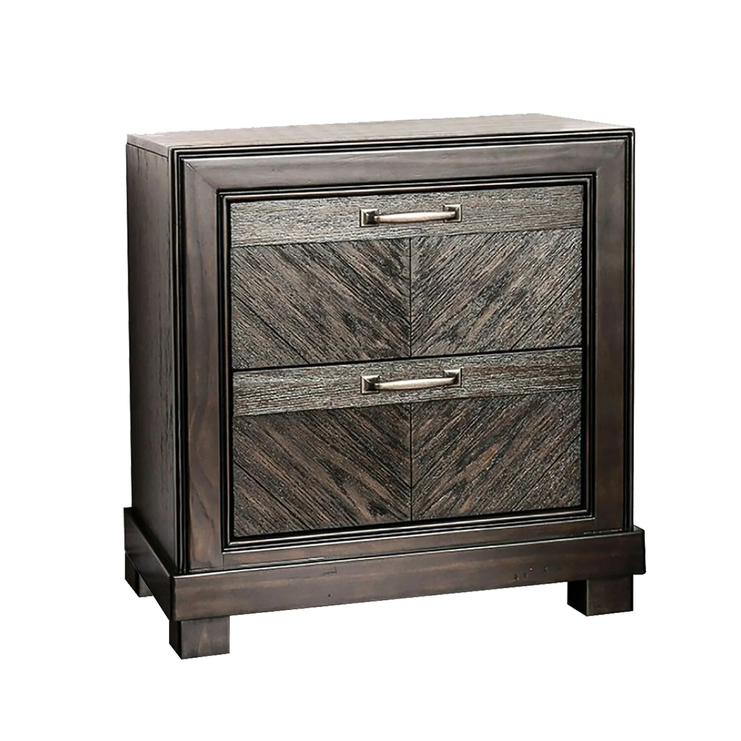 Simple Relax 2 Drawers Wood Nightstand in Espresso