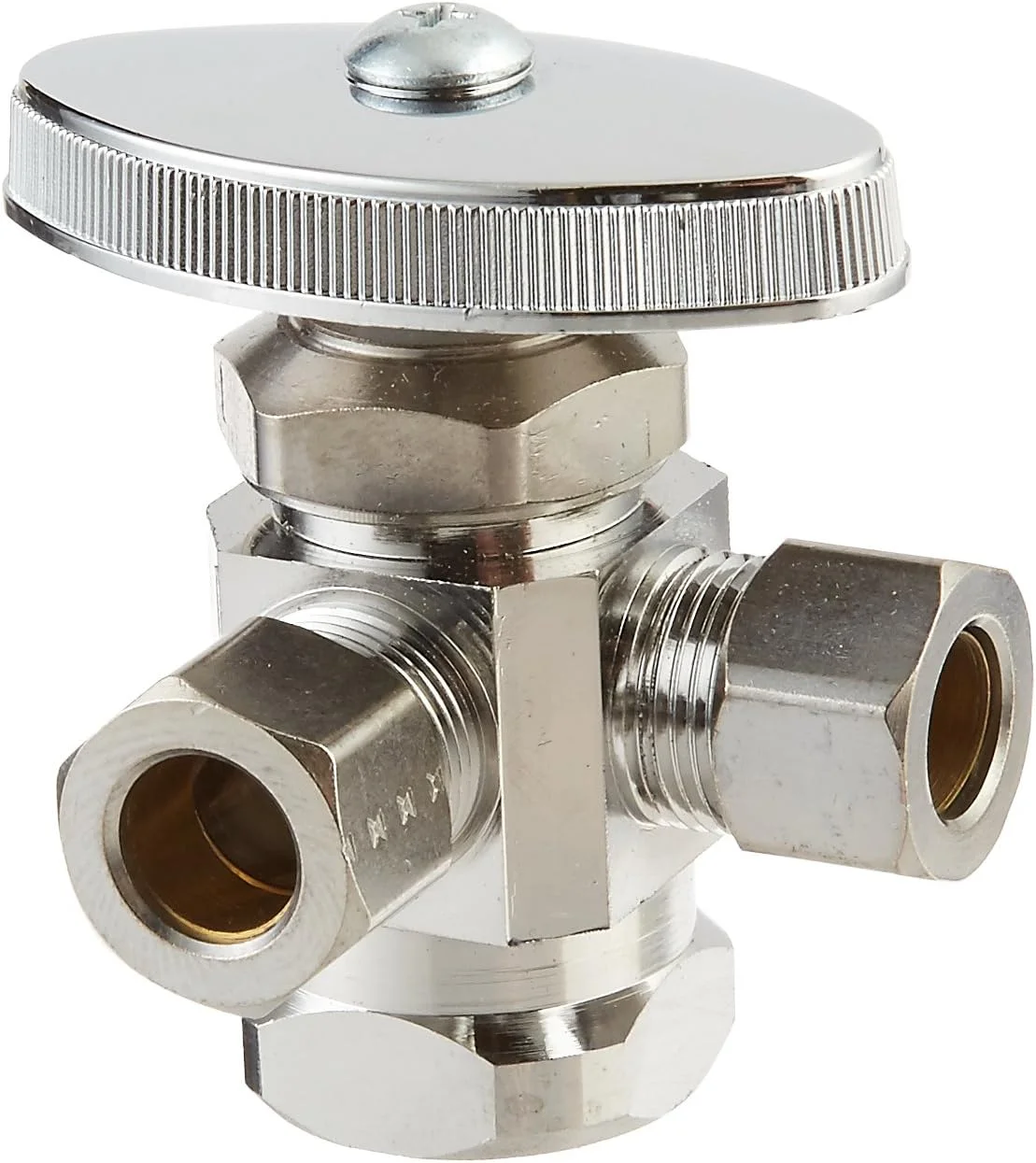 R1701LRX C1 Dual Outlet Stop With Female Iron Pipe Inlet 1/2-Inch F.I.P, Chrome