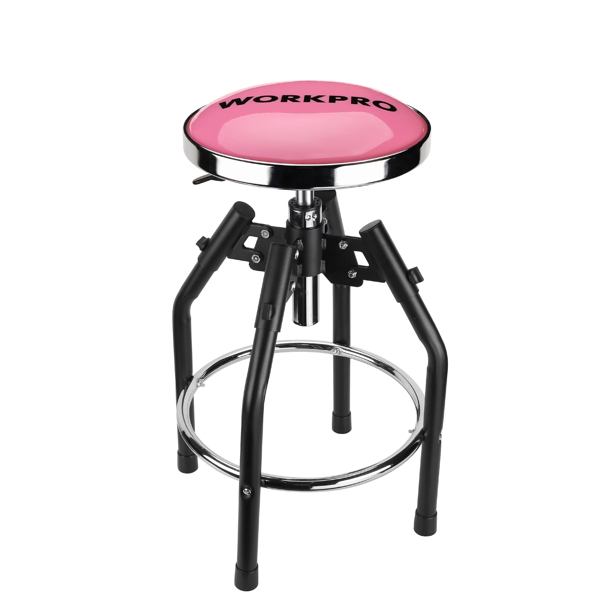 WORKPRO Heavy Duty Adjustable Hydraulic Shop Stool,Garage Bar Stool, 29in to 33. 86in, 330-Pound Capacity, Pink