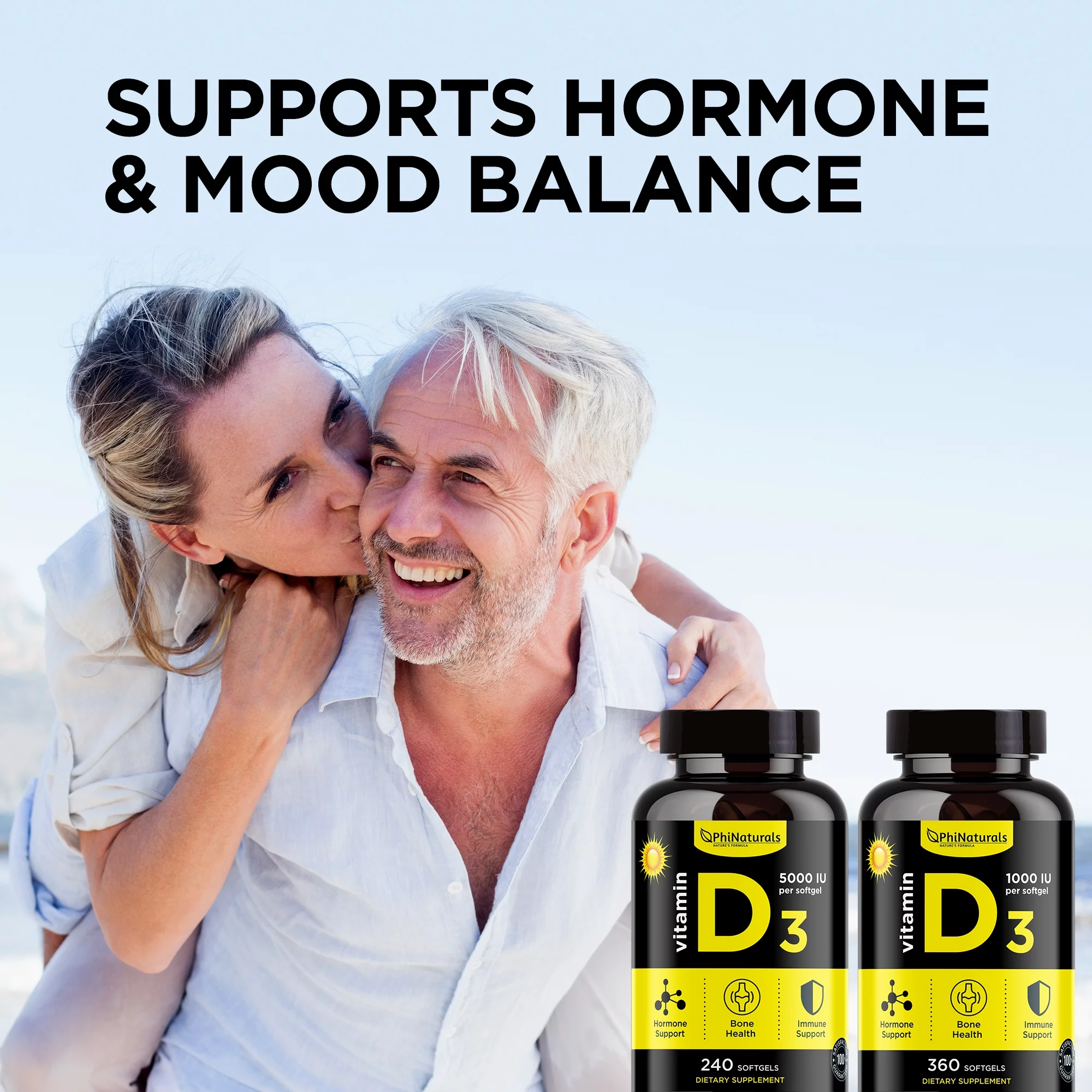 Vitamin D3 5000 IU Supplement (Pack of 2) Capsule by Phi Naturals