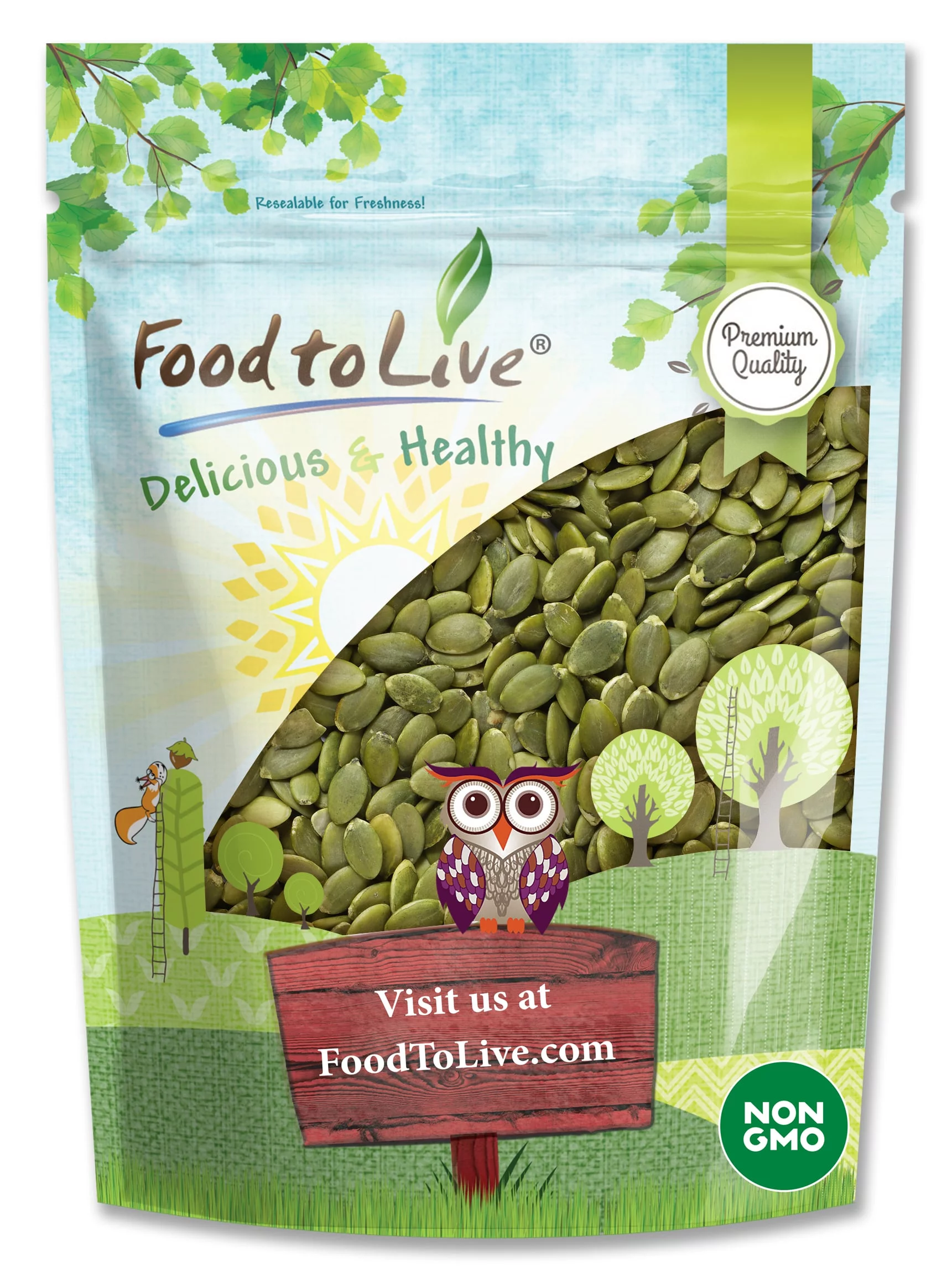 Food to Live, Raw Pepitas (Pumpkin Seeds), Non-GMO Verified, 2 Pounds, Raw, Vegan