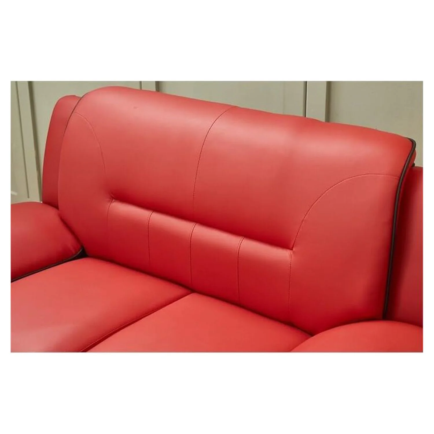 Kingway Furniture Zebra Faux Leather Loveseat with Pillow Armrests in Black/Red