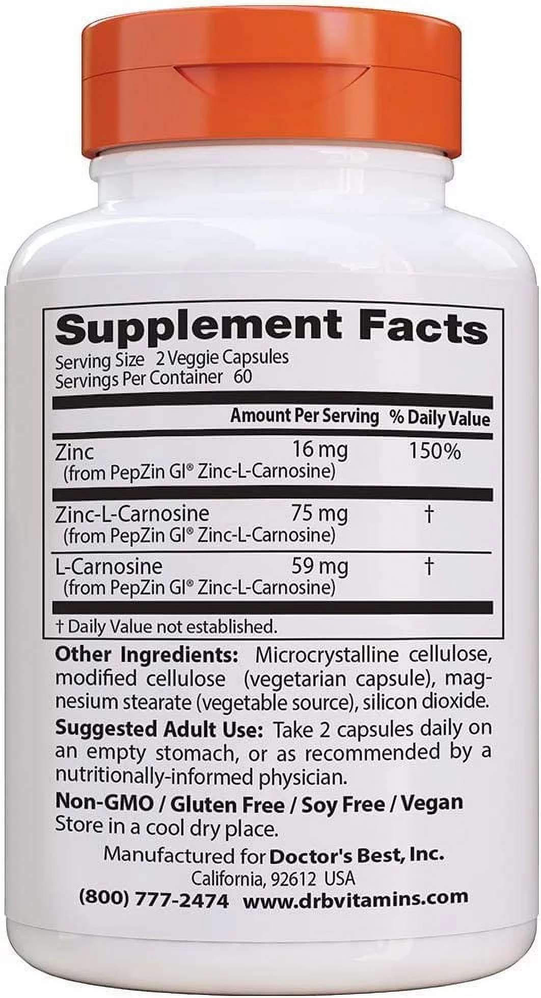 Doctor's Best Zinc Carnosine Complex - 120 Veggie Caps Pack of 4