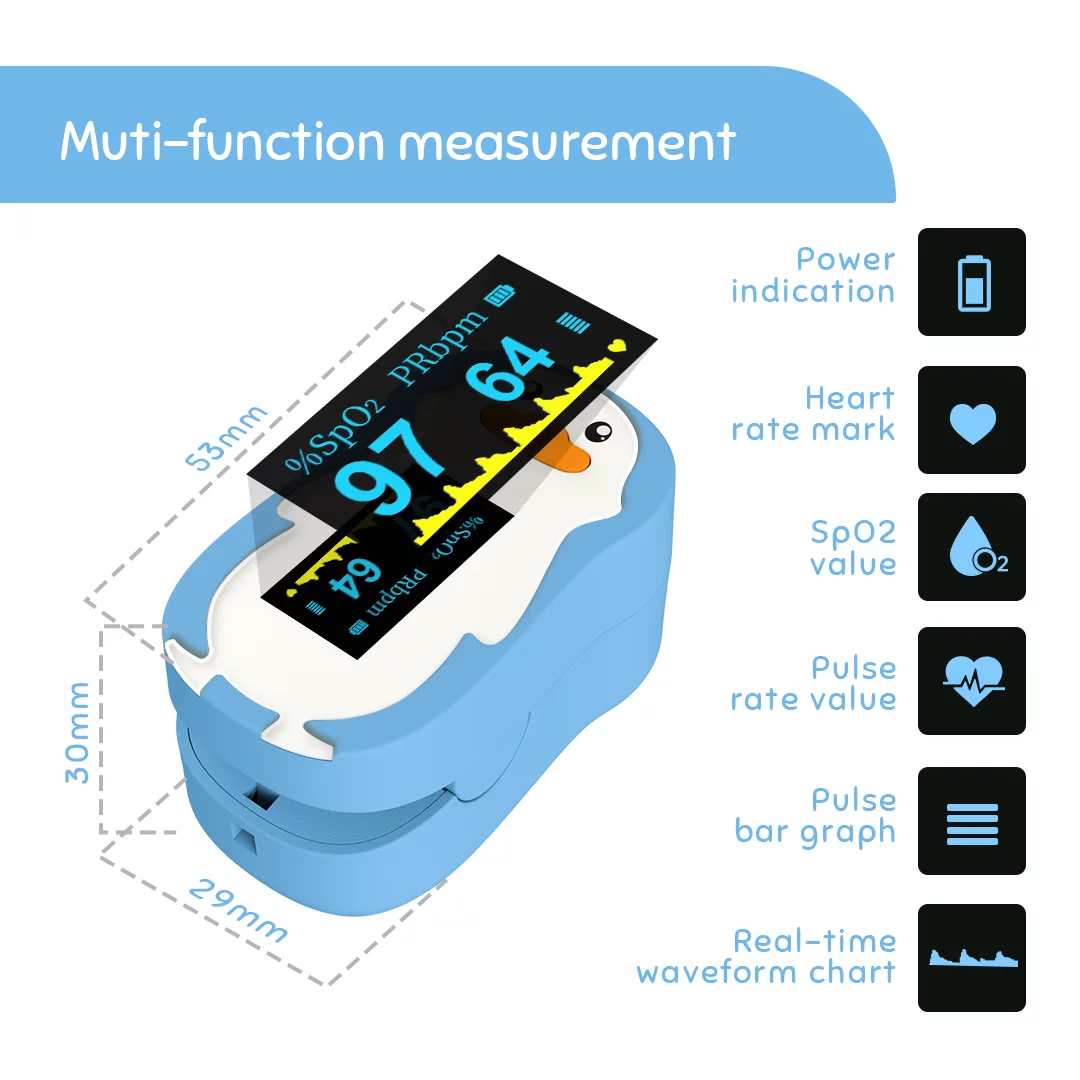 Vibeat FS20P Fingertip Pulse Oximeter for Kids and Children,Blue