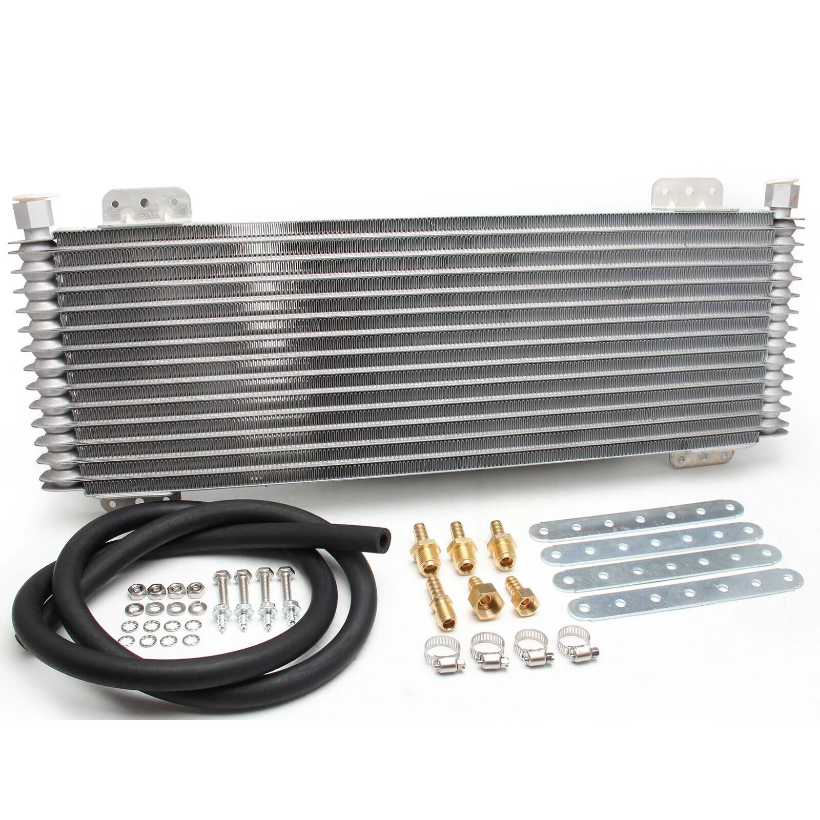 Transmission Oil Cooler with Mounting Hardware 40,000 GVW Low Pressure Drop LPD47391 - Silver