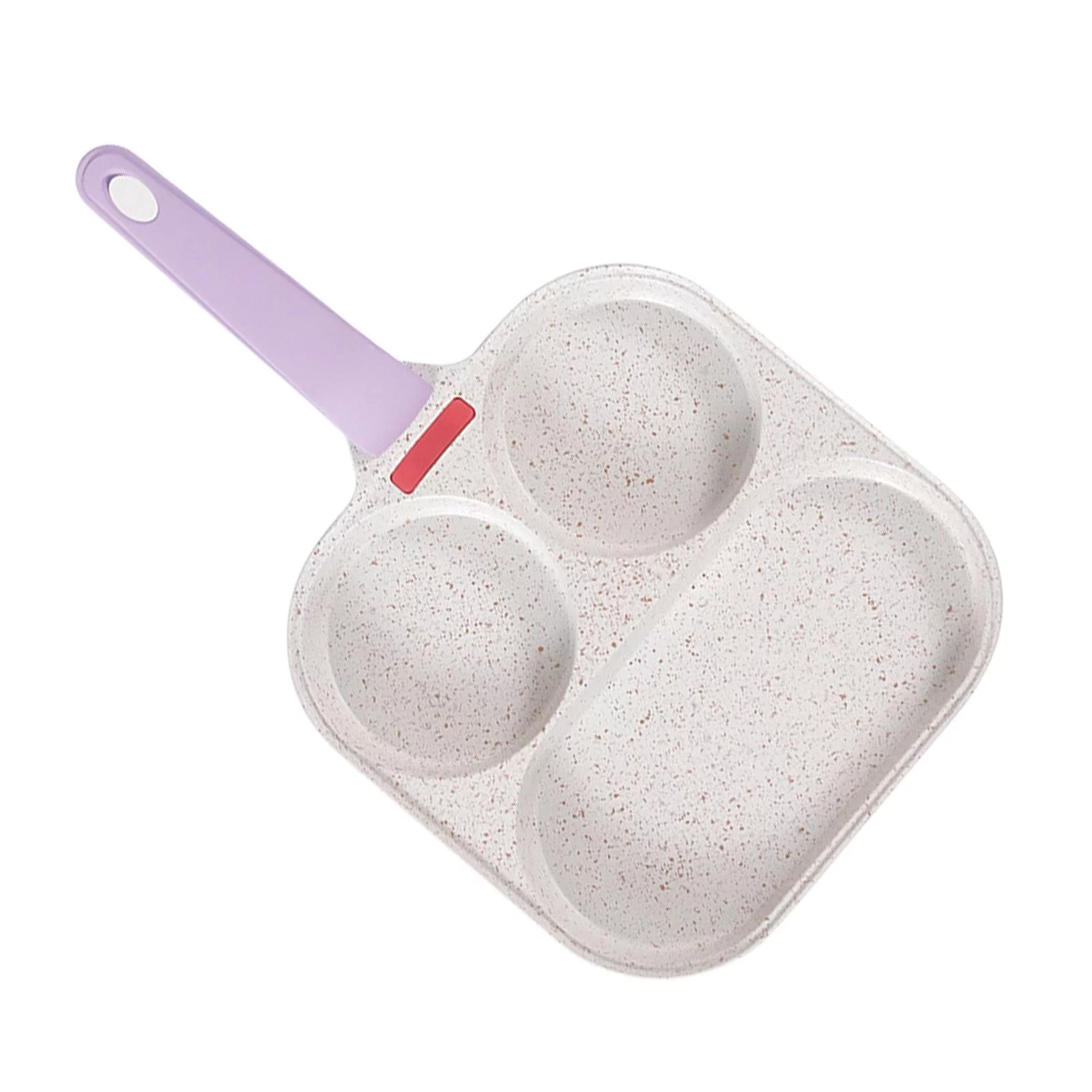 Egg Frying Pan, Divided Grill Frying Pan Egg Cooker Pan Kitchen Cooking Tool 3 in 1 Nonstick Pan, for Baking Frying Cooking Steak Breakfast violet handle