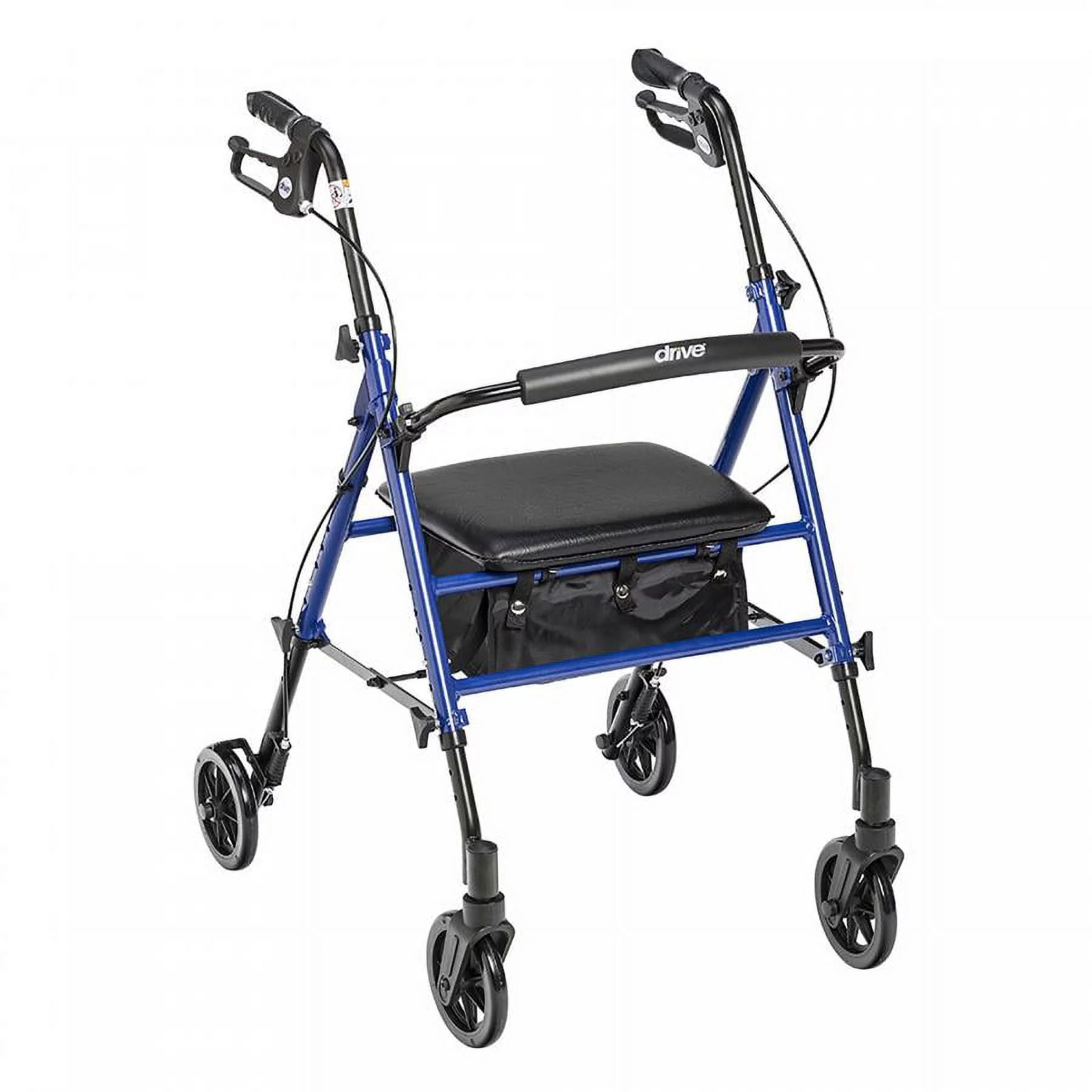 Drive 4-Wheel Rollator - Aluminum Frame, Adjustable Height, 22 Inch Base Width, 300 pound Weight Capacity, Blue