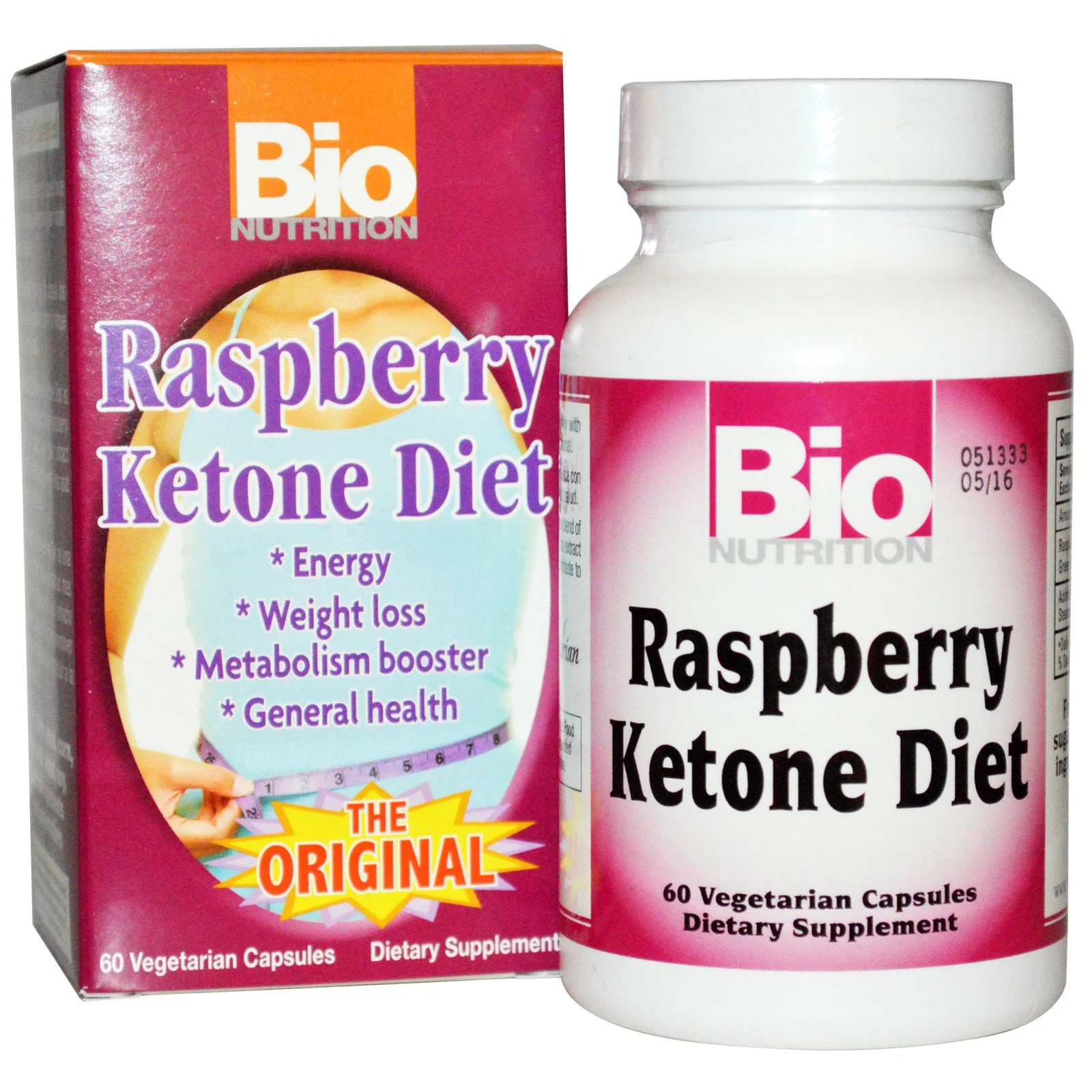 Bio Nutrition Raspberry Ketone Diet The Original Vegetarian Capsules, 60 Ea, 6 Pack