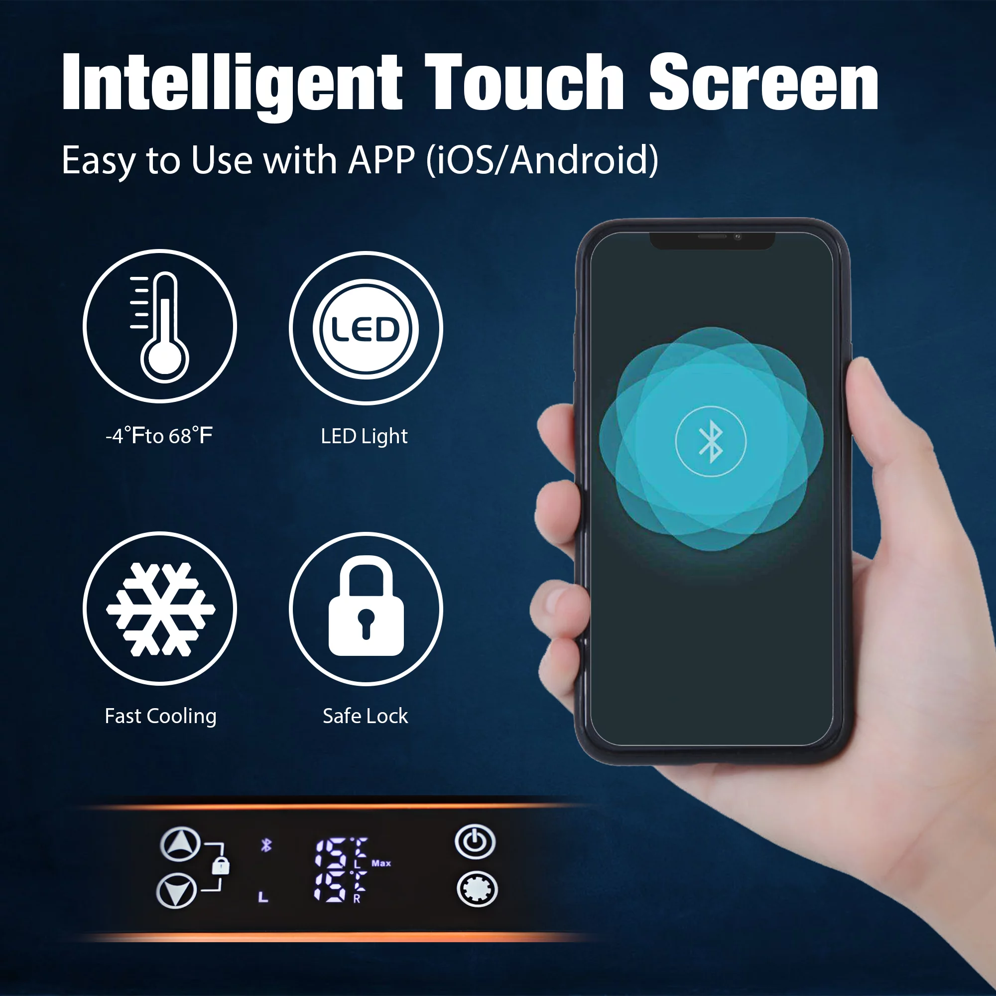 12Volt Portable Dual Zone Freezer Car Refrigerator ,42Quart WIFI APP Control RV Refrigerator,Electric Fridge Cooler with LED light,-4°F∽ 68°F,12/24V DC,For Camping,Outdoor,Travel