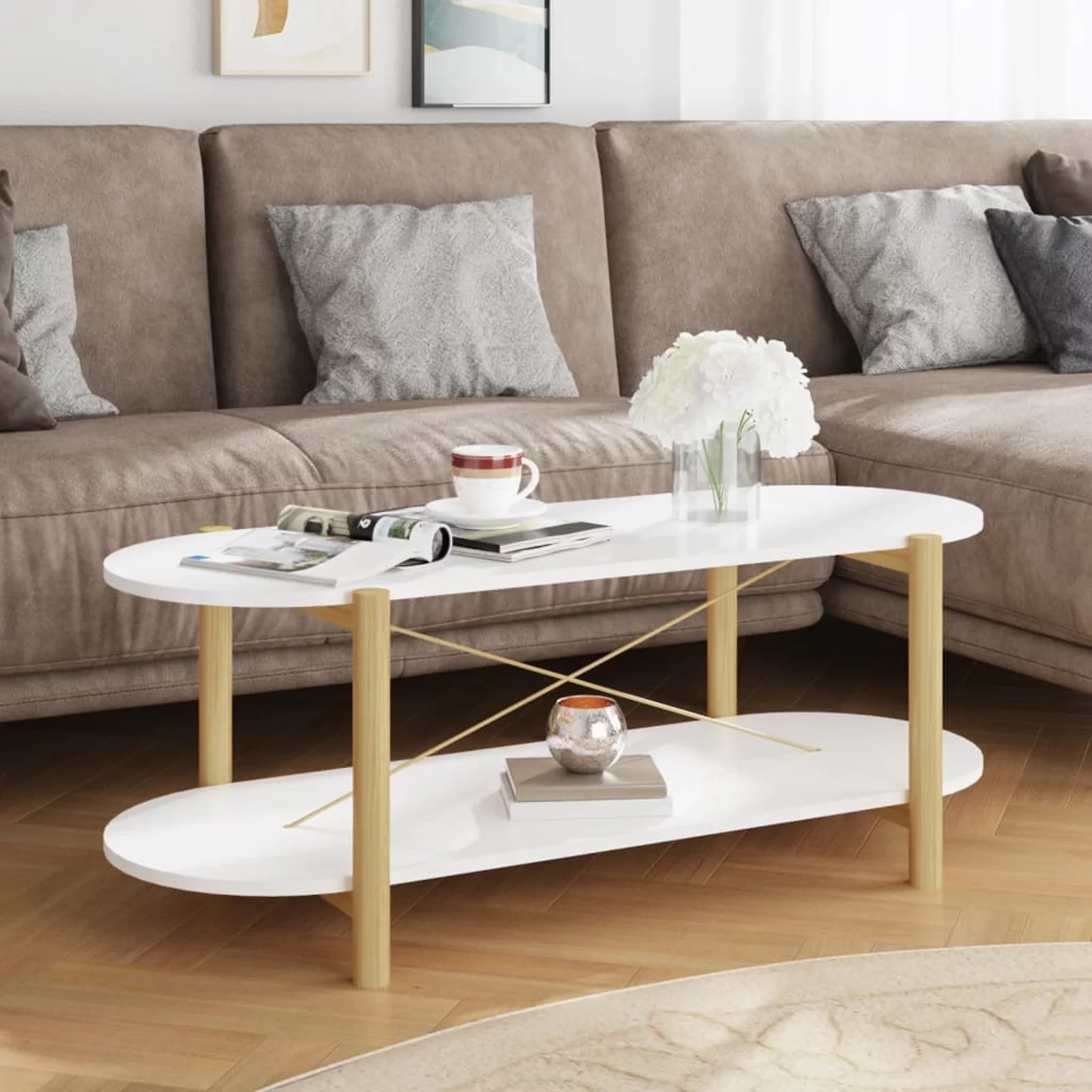 Htovila Coffee Table White 43.3