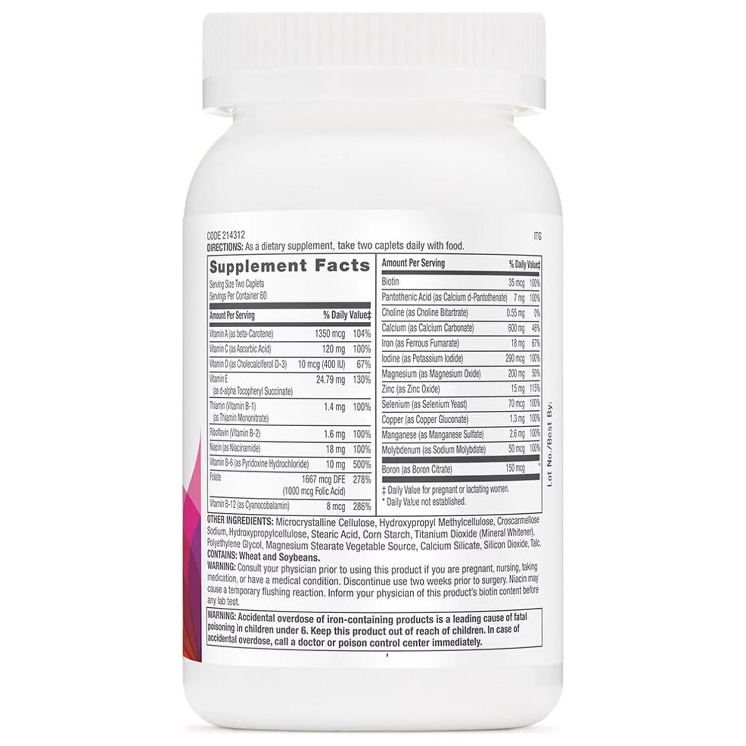 GNC Women's Prenatal Formula with Iron, 120 Caplets
