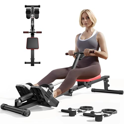 SogesGame Rowing Machine, Rower Machine with 12 Levels of Resistance for Complete Body Workouts, Low-Impact, Indoor Exercise Rower Machine with Digital Monitor, Home Gym Equipment