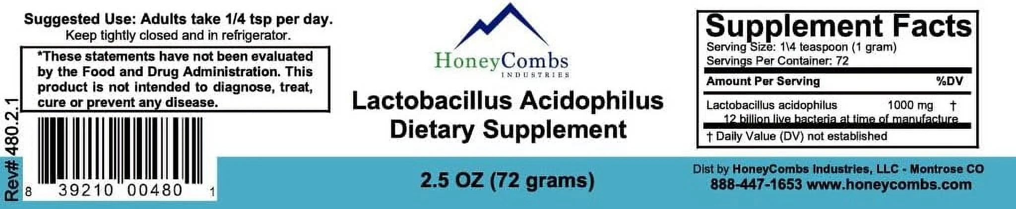 Lactobacillus Acidophilus Probiotic Powder – Women’s & Men’s Natural Probiotic Supplement – Pure Lactobacillus Acidophilus Supplement with 12 Billion Live, Gut-Friendly Bacteria, 2 Oz.