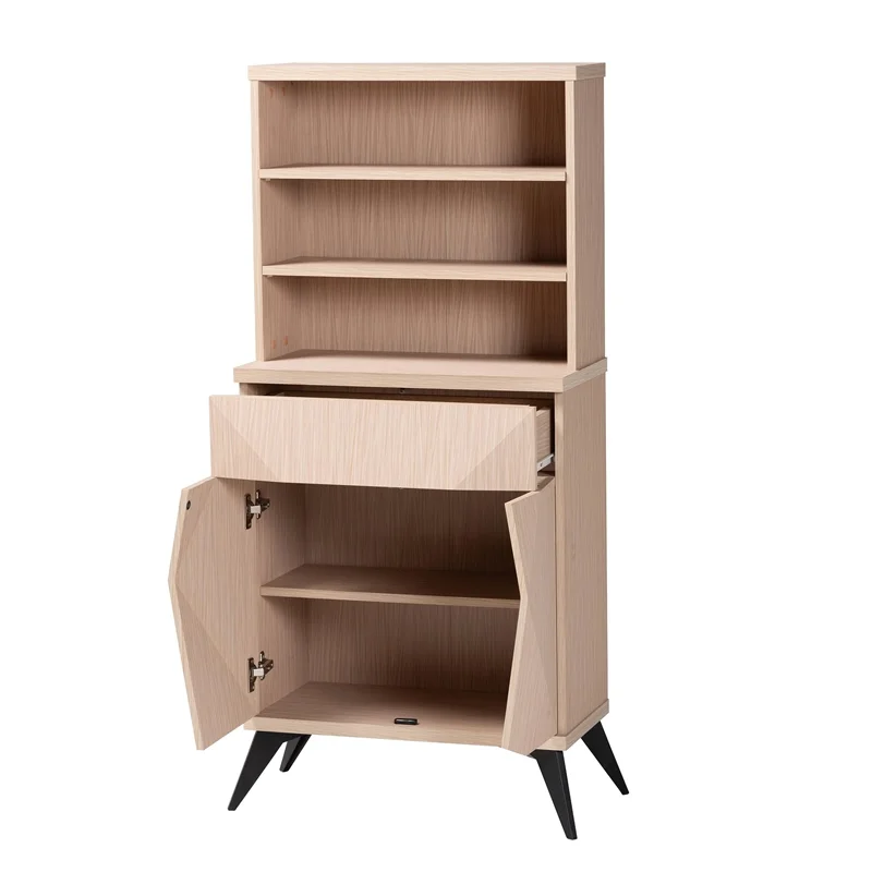 Baxton Studio Draper Two-Tone Light Brown and Black Wood Kitchen Cabinet