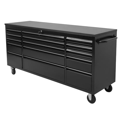CHETTO C 72 in Rolling Tool Chest with Drawers MobileTool Cabinet Storage Lock Key Wheels Locking System Drawer Liners for Garage Warehouse Repair Shop Black