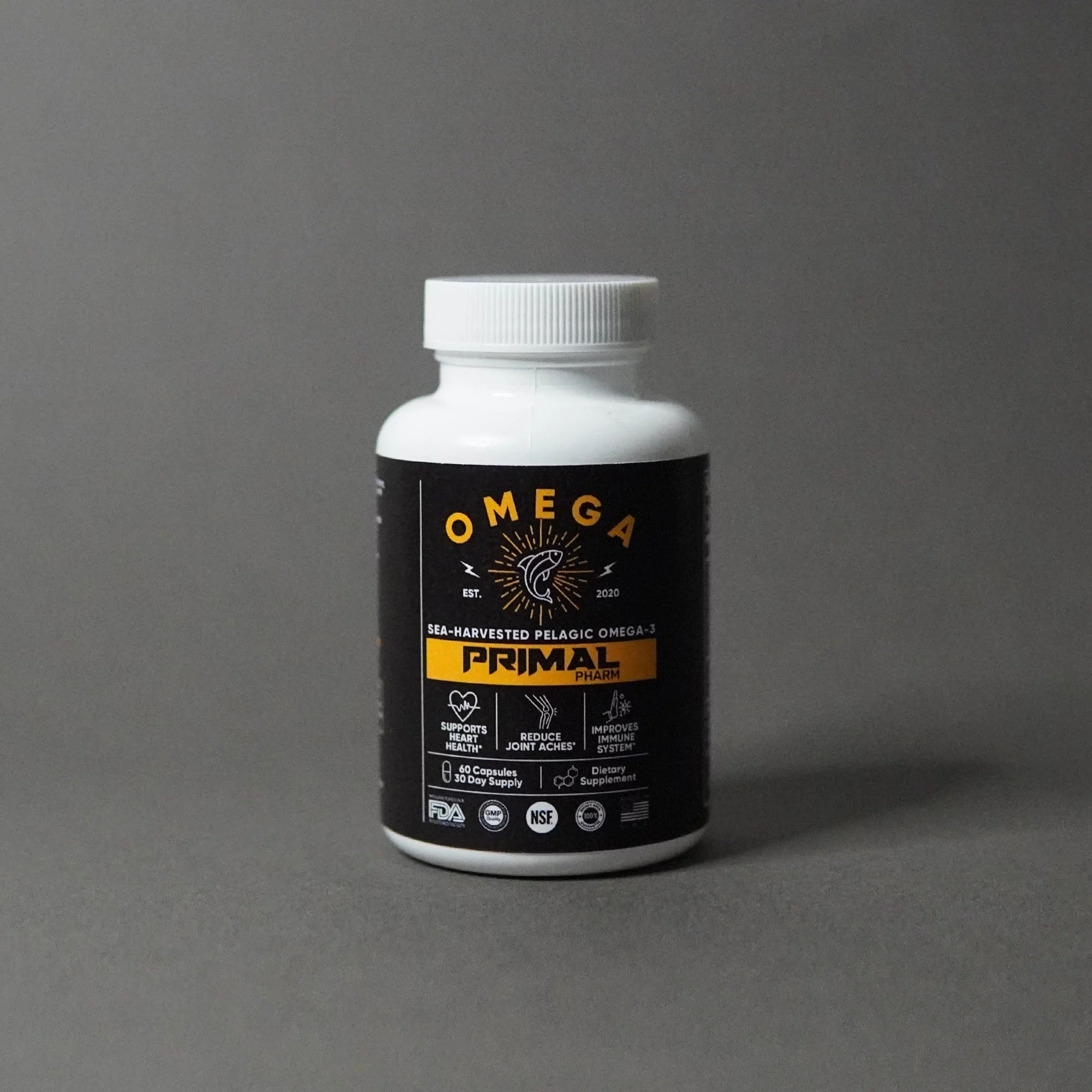 Omega-3 Fish Oil 2400mg, Sea Harvested - Primal Pharm OMEGA