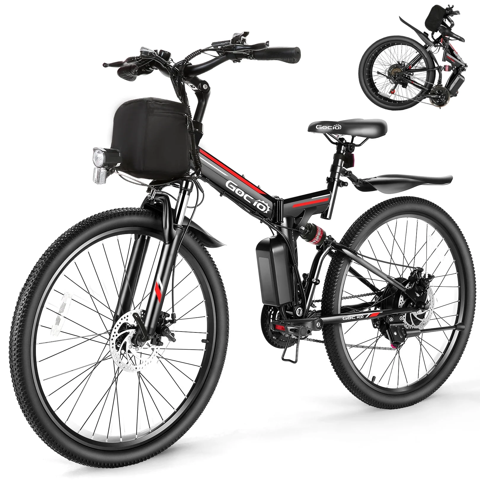Gocio Adult Electric Bicycles Foldable Ebike, 500W 26
