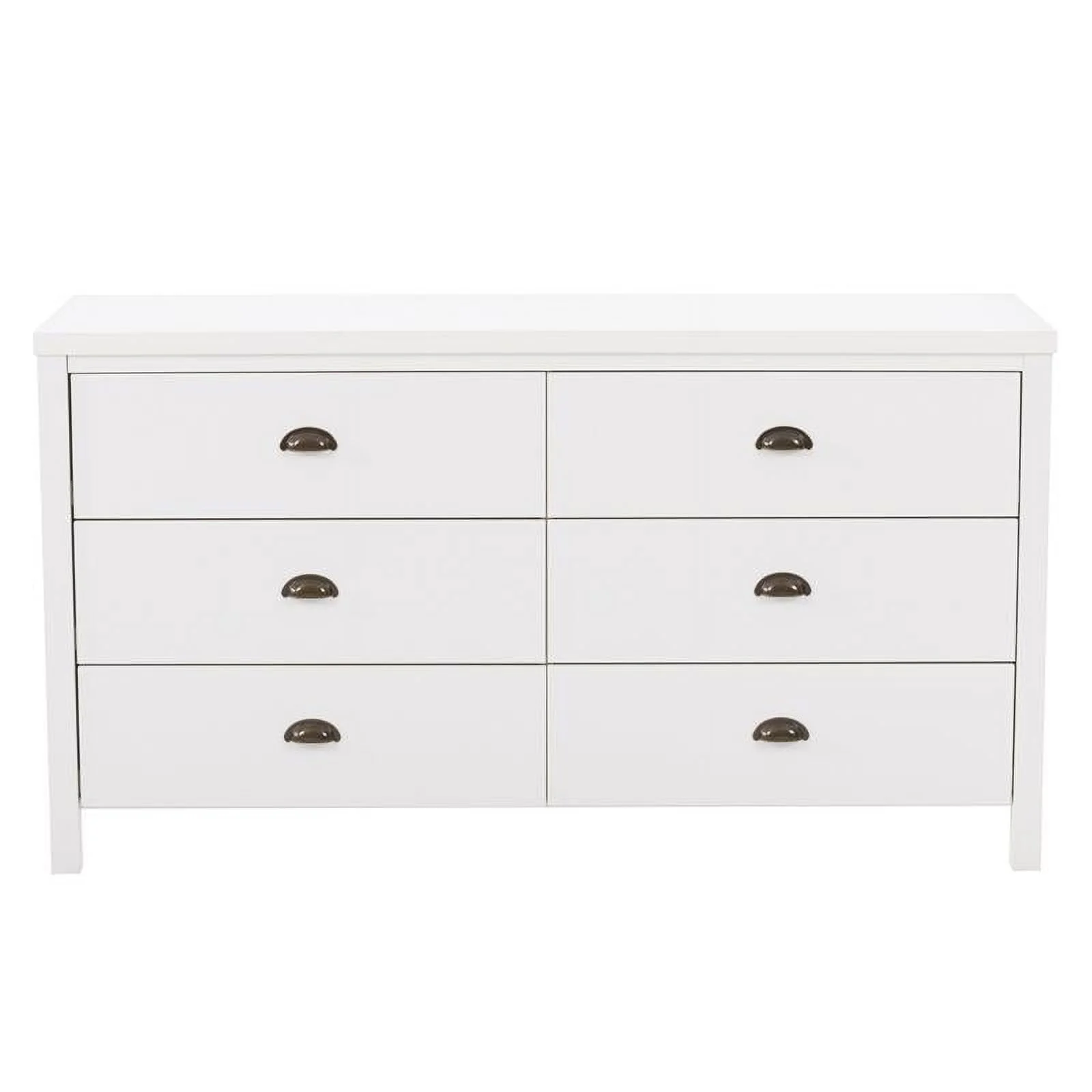 Boston White Engineered Wood Grain Finish 6 Drawer Wide Dresser