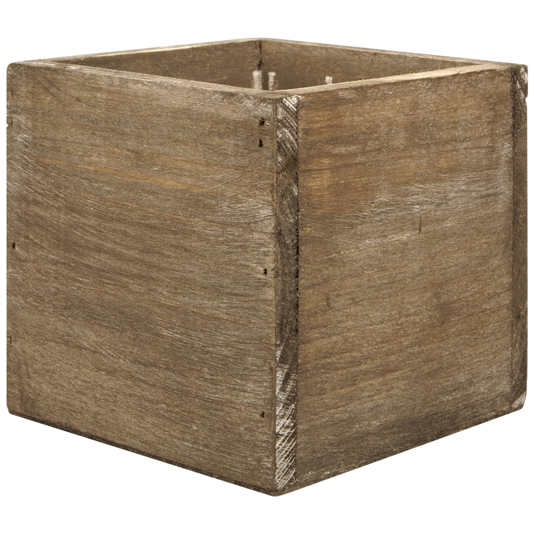 Koyal Wholesale Square Cube Shabby Chic Wood Vase (Pack of 6), 4