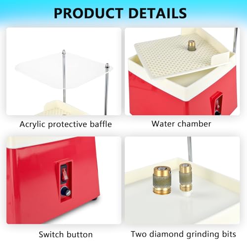 Stained Glass Grinder with Acrylic Baffle, Portable Glass Art Grinding Machine with 5/8