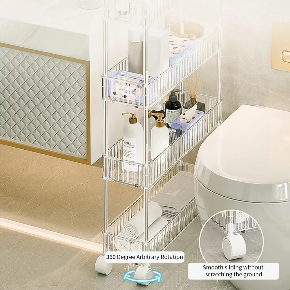 LEZZYRUCK Slim Storage Cart, 3 Tier Bathroom Organizer Mobile Shelving Unit, Rolling Utility Cart Slide Out Organizer for Kitchen, Bathroom, Laundry, Narrow Places