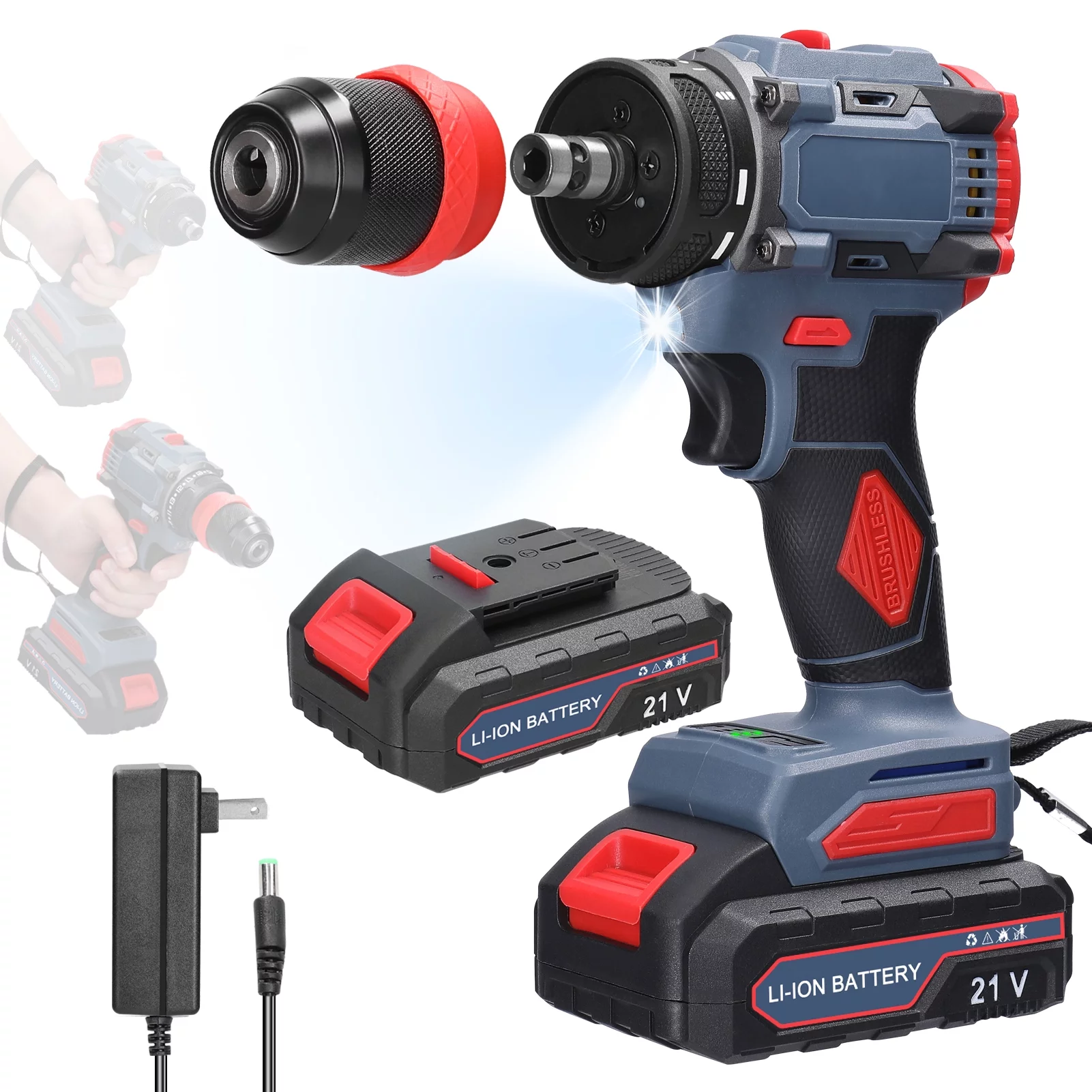 Pristin screwdriver, Tool Screw Driver Drill 21V 2in1 Driver Appliances Furniture Appliances Furniture Installation Motor Screwdriver 55Nm Torque Drill 21V 2 Ele 21V Drill Set