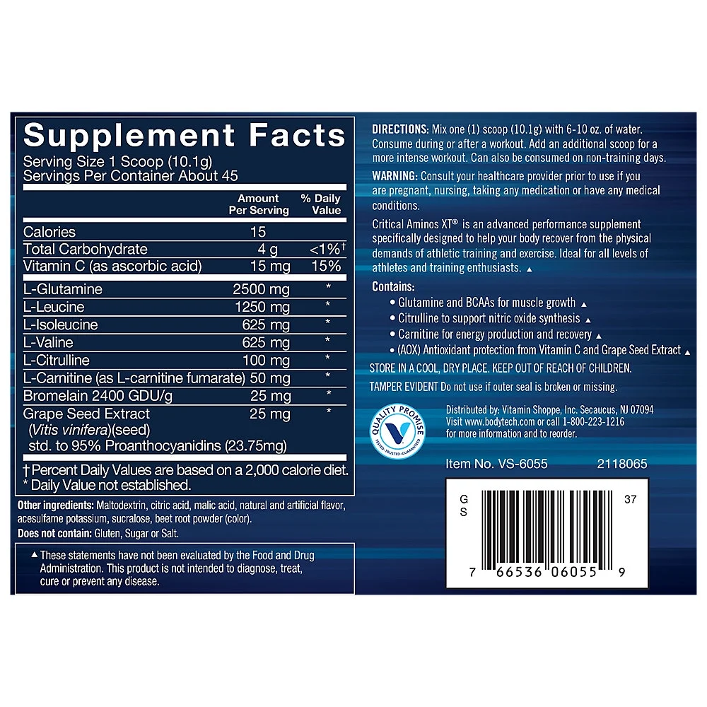 BodyTech Critical Aminos XT Intra/Post Workout Strawberry Lemonade - Supports Muscle Recovery (15.9 Ounce Powder)