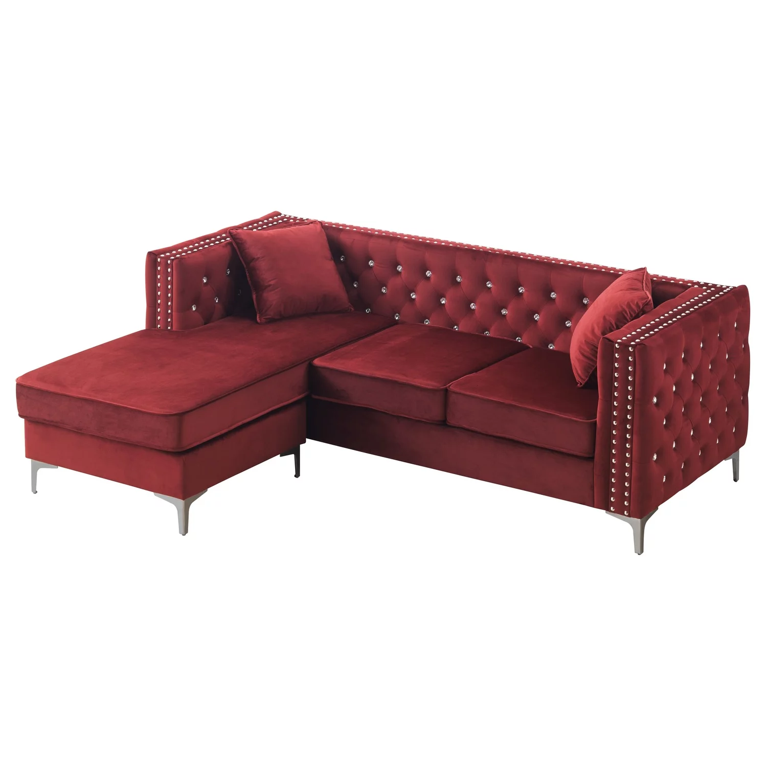 LYKE Home Sofa Chaise , Burgundy