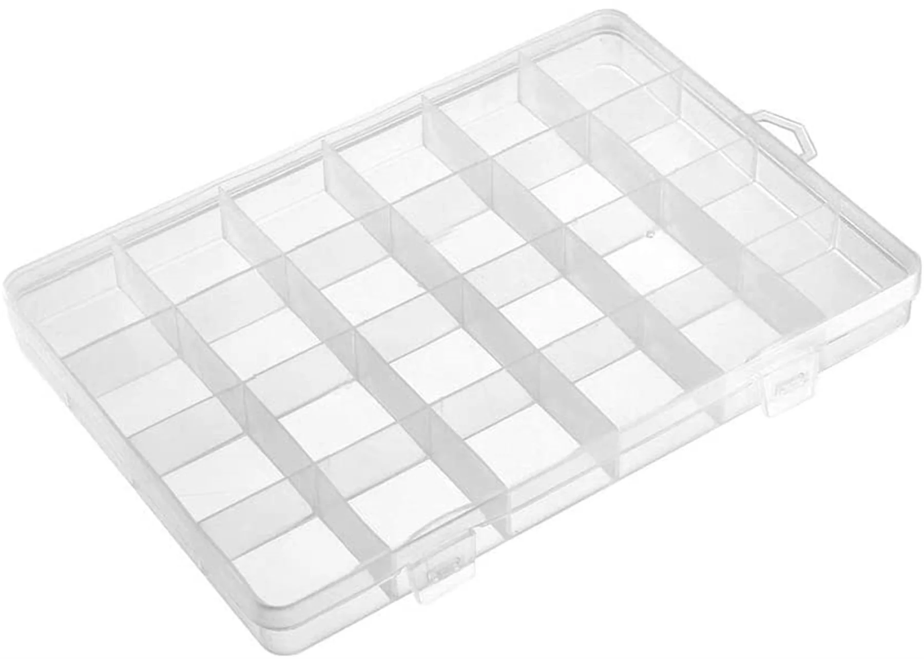 Component Storage Box - Plastic Fixed 24 Grids Electronic Component Containers Tool Boxes Clear Pack of 2