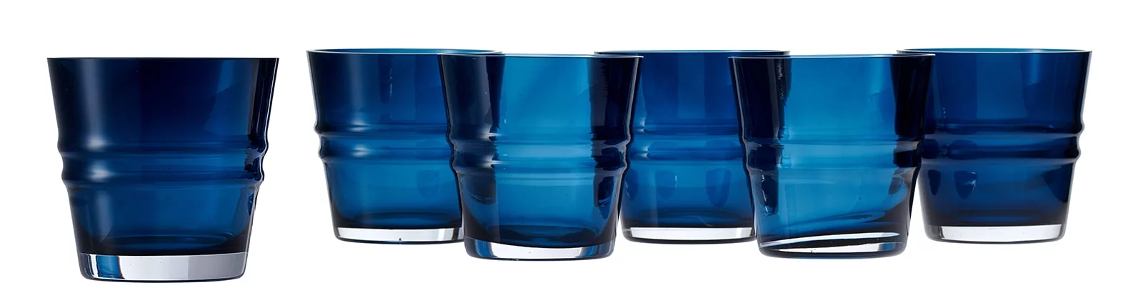 Blue Rose Polish Pottery Navy Rock/Old Fashion Glass - Set of 6