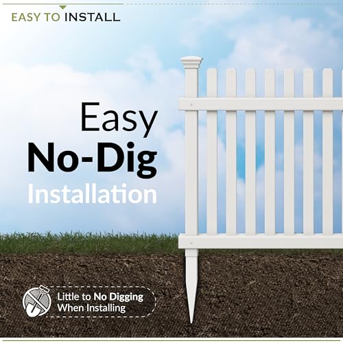 2ft H x 2ft W (3 Panels) No Dig Zippity Roger Rabbit Garden Fence Kit, White Vinyl Picket Fence Panels, Perfect Garden Fences and Borders for Dogs, Dog Fence Outdoor for Yard, ZP19056