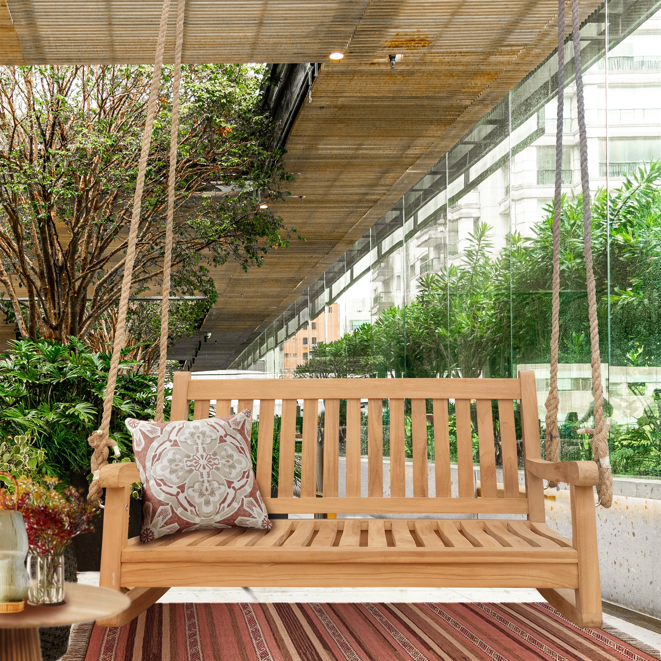 Teak Wood San Juan Double Outdoor Patio Porch Swing