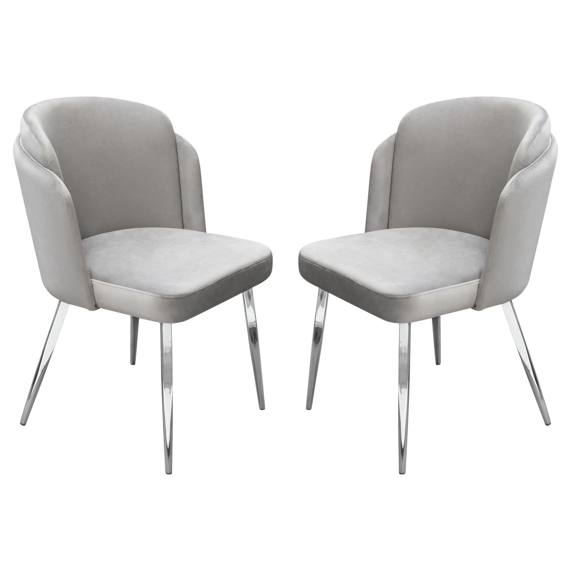Diamond Sofa  Grace Dining Chairs with Chrome Legs, Grey Velvet - Pack of 2
