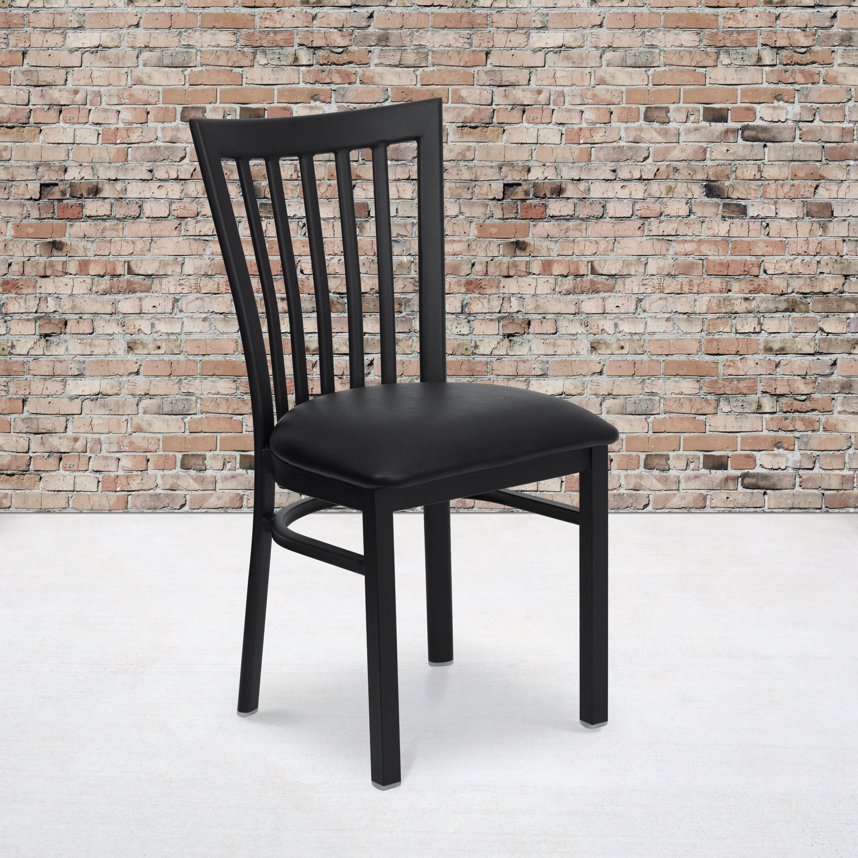 Flash Furniture HERCULES Series Black School House Back Metal Restaurant Chair - Black Vinyl Seat