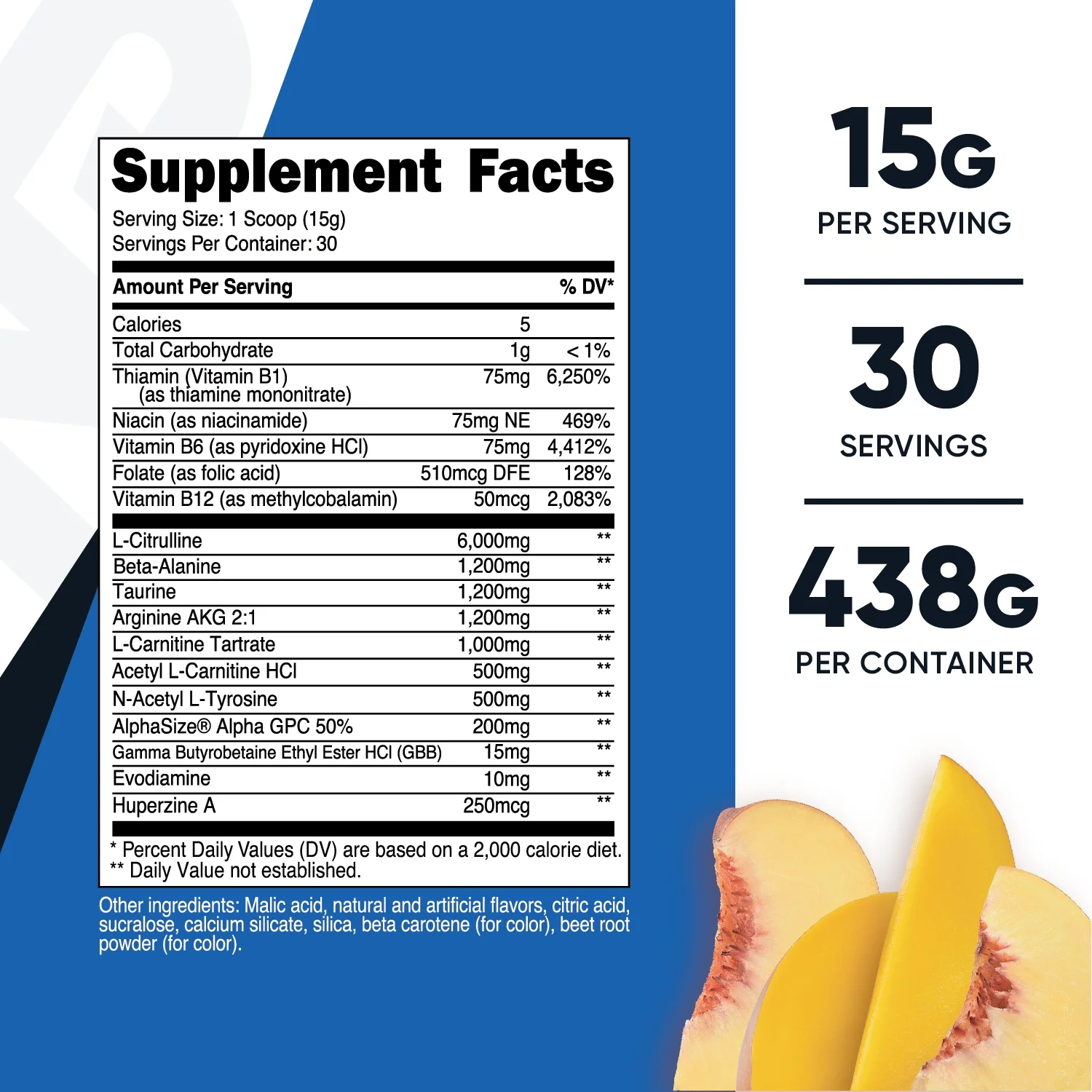 Nutricost Stim-Free Pre-Workout Powder, 30 Servings (Peach Mango) - Non-GMO Supplement