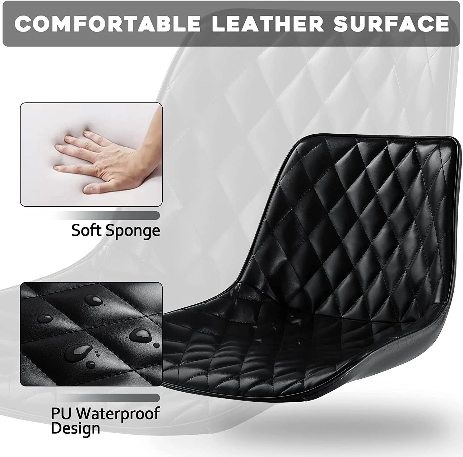 Waleaf Upholstered Bar Stools Set of 2, Adjustable Counter Height Leather Dining Bar Stools with Back