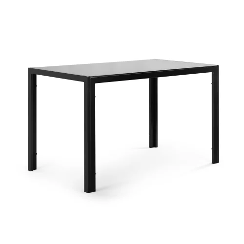 Rectangle Black Tempered Glass Dining Table 47.25''L x 27.56''W Modern Style Heavy-Duty Metal Legs