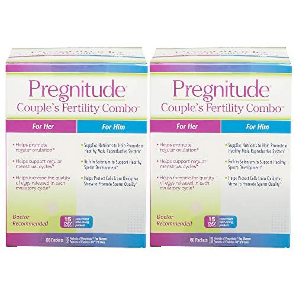 Couple's Fertility Combo - Pregnitude Reproductive and Dietary Supplement, Evolution60 Male Fertility and Reproductive Supplement - 30 Day Supply for Couple's