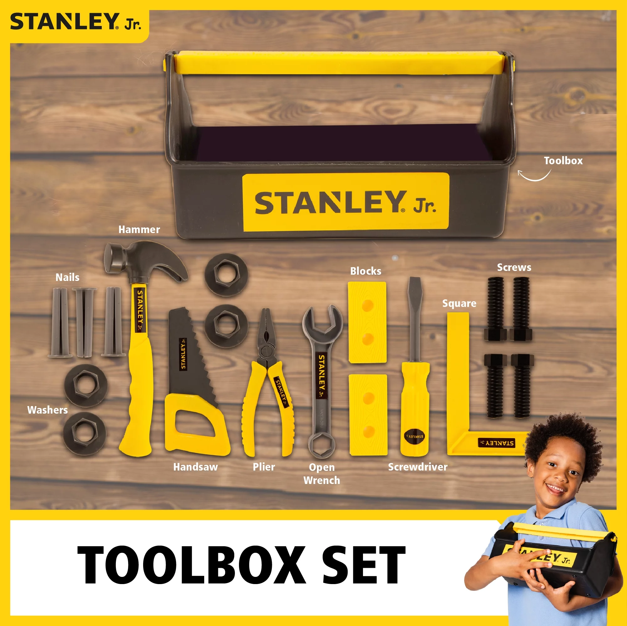 STANLEY Jr 5 Piece Tool Set and Toolbox For Kids