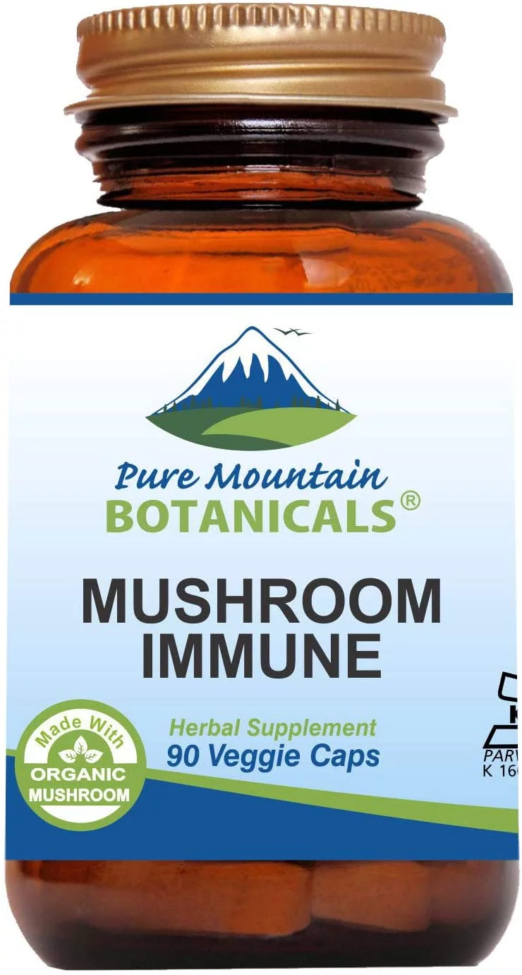 Mushroom Immune Capsules Kosher Vegan Herbal Supplements, Gluten Free Supplements, 90 Caps