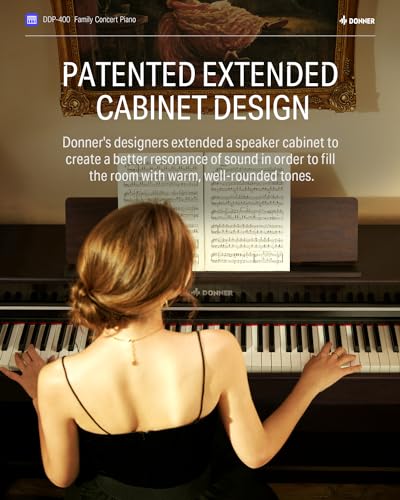 Donner DDP-300 Digital Piano with 88 Graded Hammer Action Weighted Keys, Record, Bluetooth, 10 Voices, 4 Reverb, Speakers, Professional Full Fize Key Keyboard Electric Dark Rose