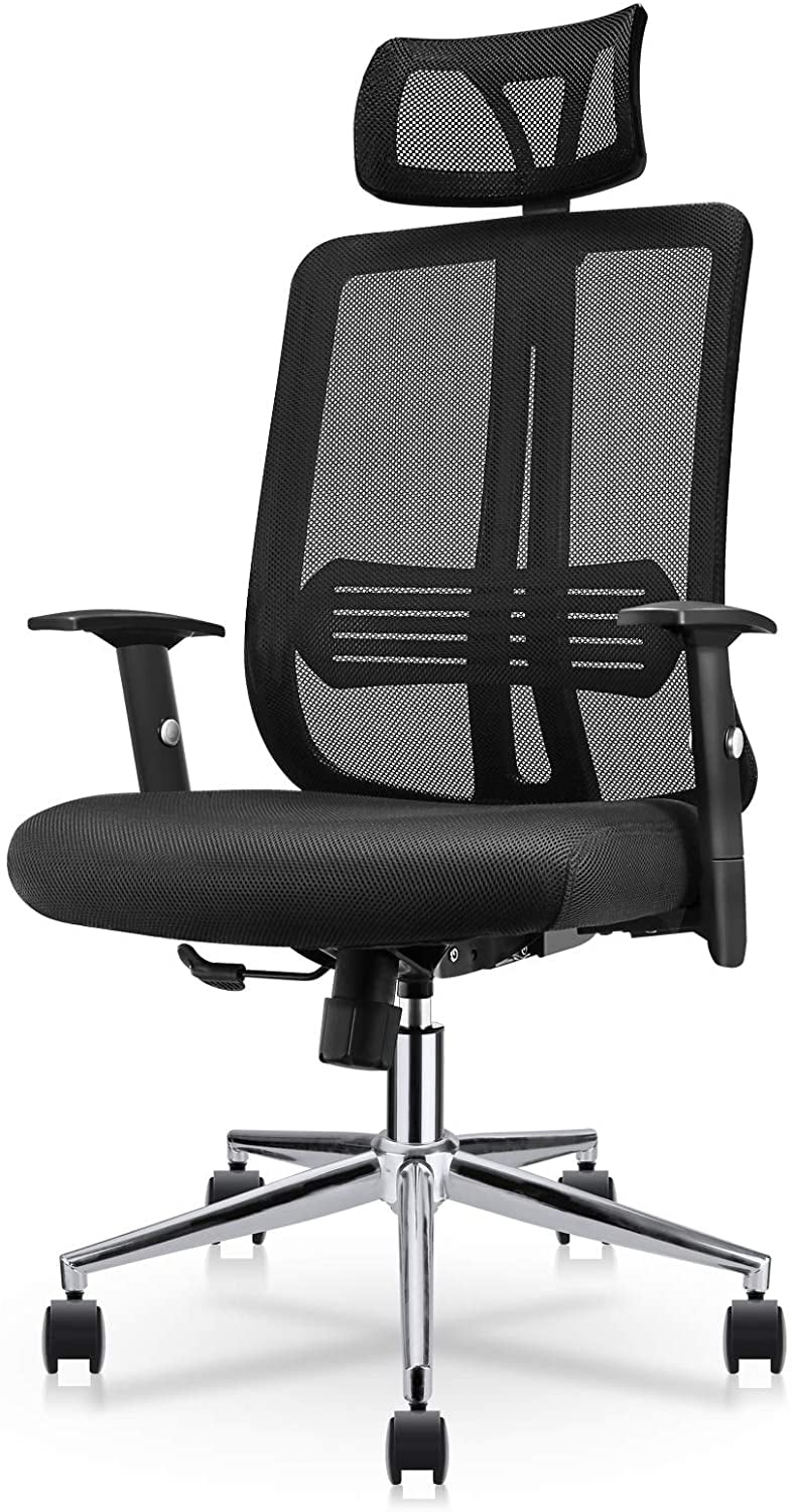 NewGen Ergonomic High Back Office Chair with Adjustable Arms, Headrest Support, S-Shaped Back, 3.2