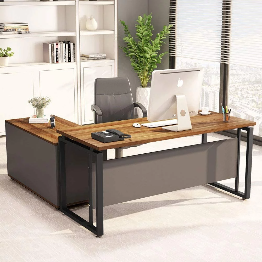 Tribesigns L-Shaped Computer Desk, 55 inch Executive Desk Business Furniture with 39” File Cabinet